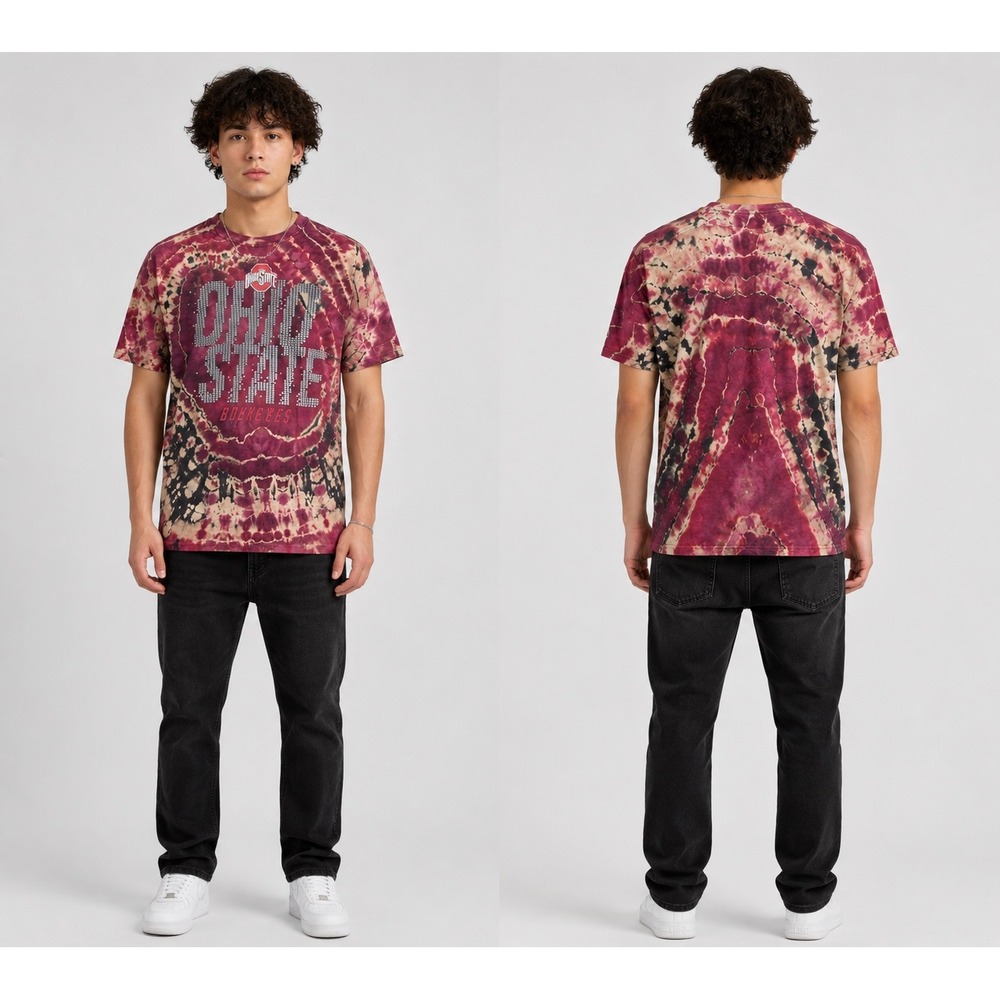 Ohio State‎ Buckeyes T-Shirt Mens XXL Maroon Tie Dye NCAA Graphic Tee CUSTOM